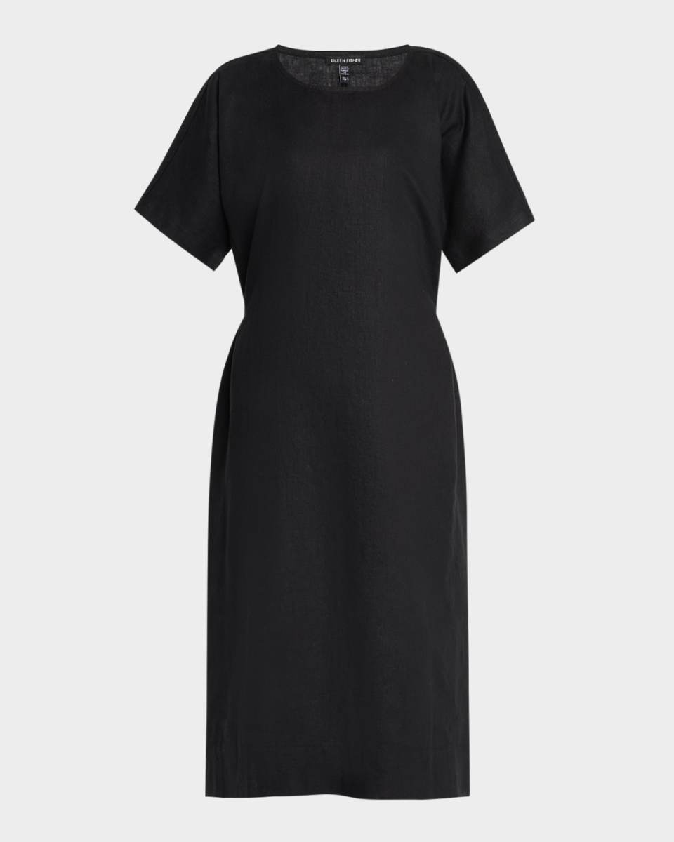 Tie-Back Organic Linen Midi Dress